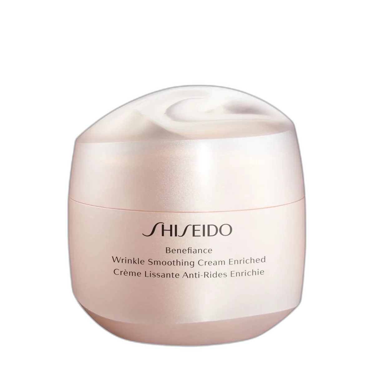 Shiseido Benefiance Wrinkle Smoothing Enriched Cream in a luxurious glass jar