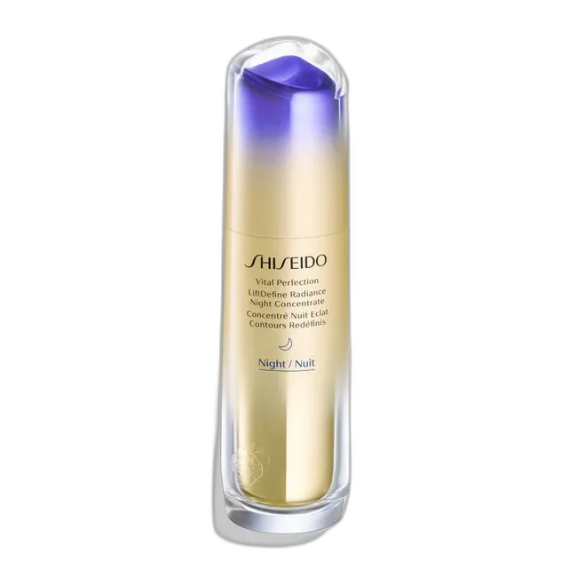 Shiseido Vital Perfection LiftDefine Radiance Night Concentrate 40 mL burgundy and gold pump bottle