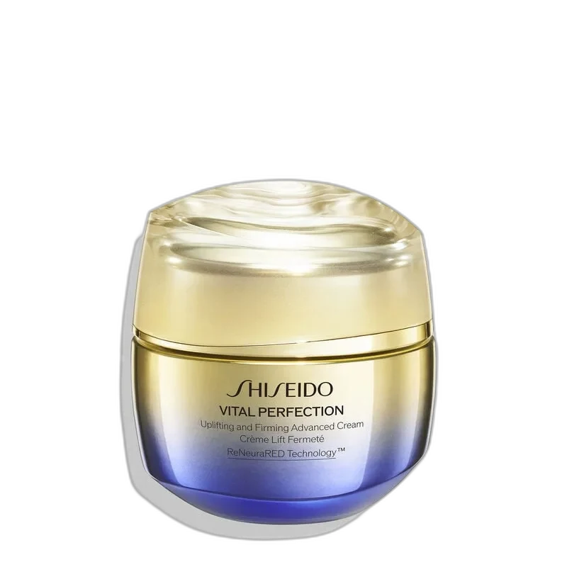 Shiseido Vital Perfection Uplifting and Firming Advanced Cream 50 mL jar with gold-to-purple