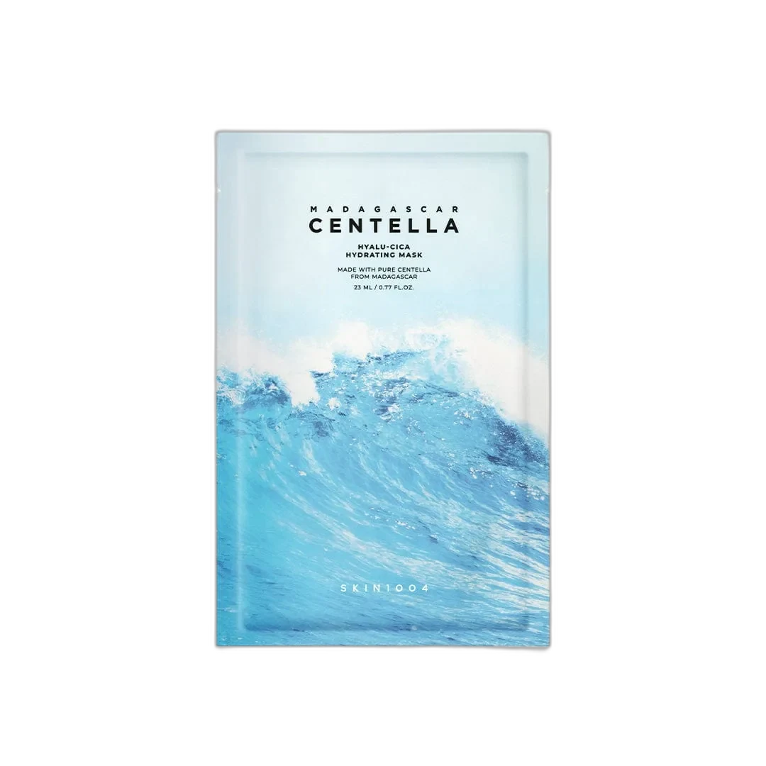 SKIN1004 Hyalu-Cica Hydrating Mask single foil sachet with teal and white packaging
