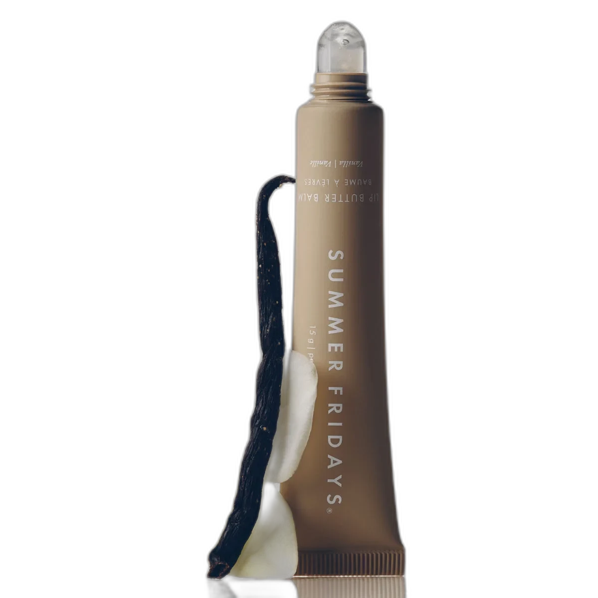 Summer Fridays Lip Butter Balm in sleek squeeze tube with curved applicator tip