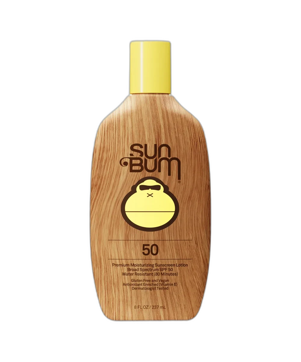 Sun Bum Original SPF 50 Sunscreen Lotion in its iconic yellow bottle with Sonny mascot