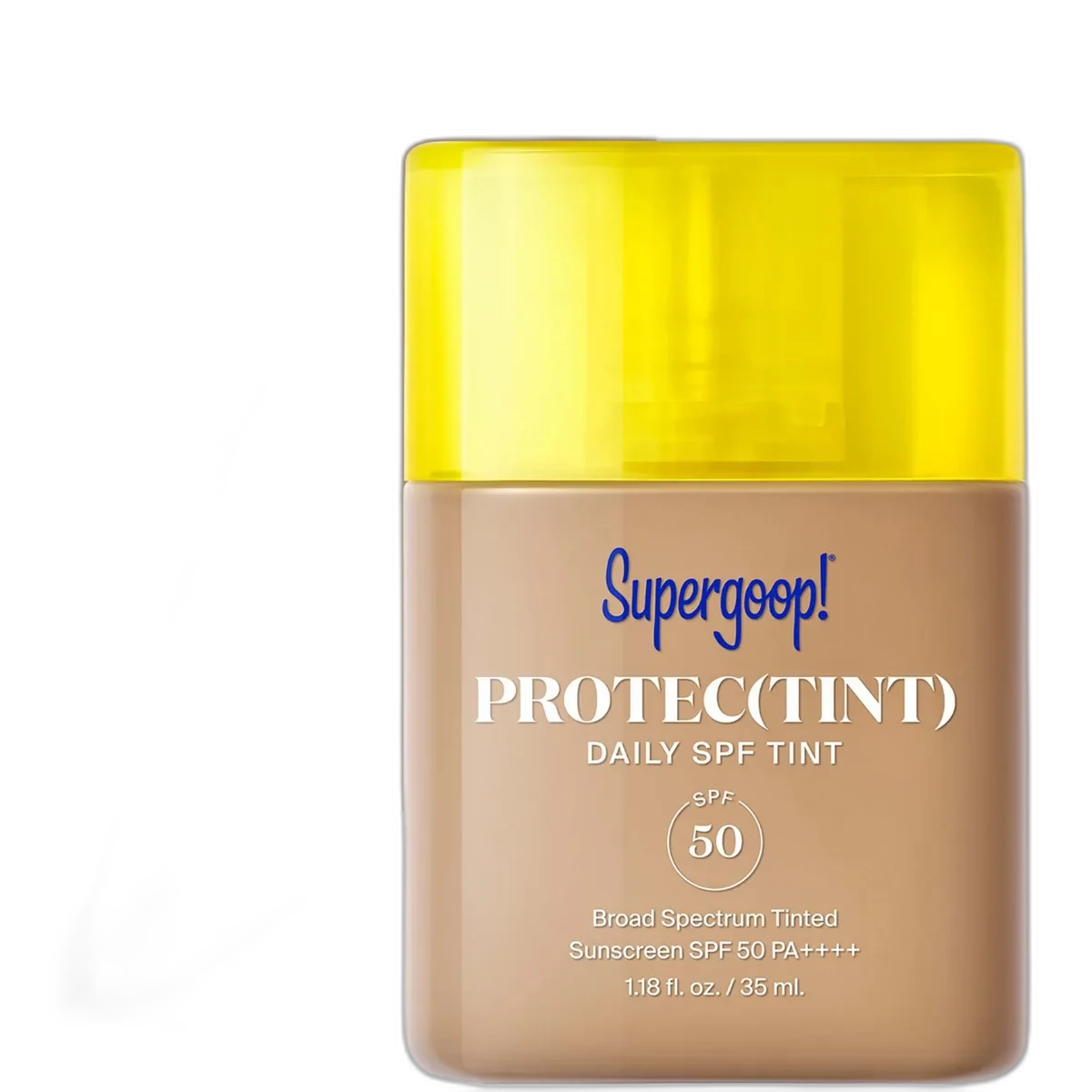 Supergoop! Protec(tint) Daily SPF Tint SPF 50 clear squeeze tube with tinted sunscreen