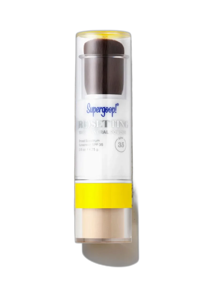Supergoop (Re)setting 100% Mineral Powder SPF 35 twist-up brush applicator
