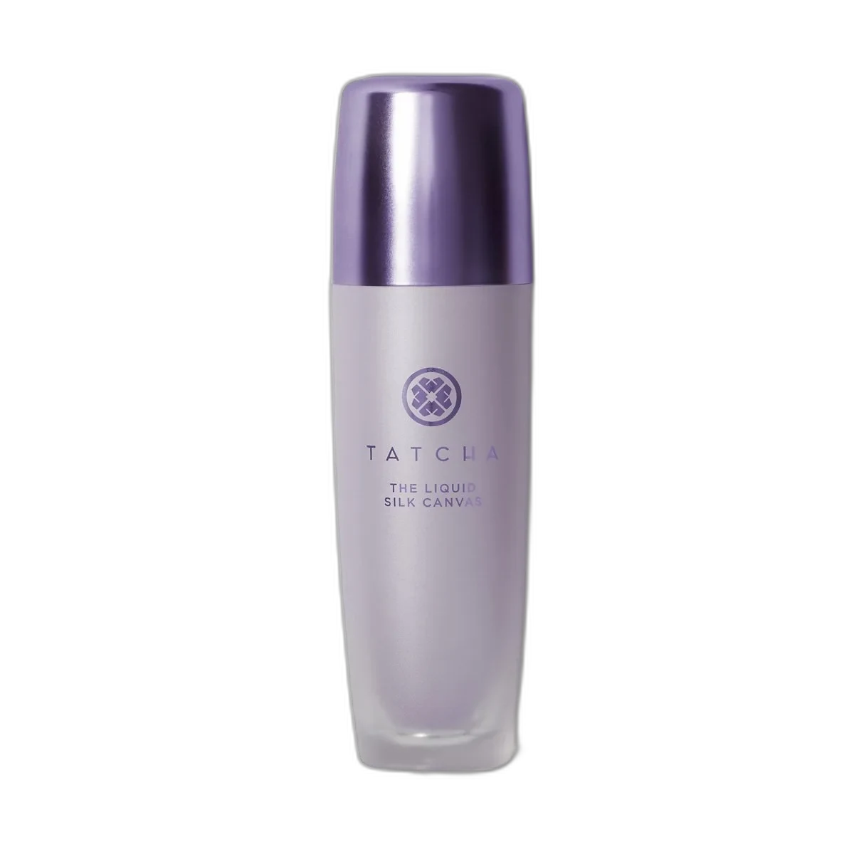 Tatcha The Liquid Silk Canvas primer in a frosted glass bottle with gold pump