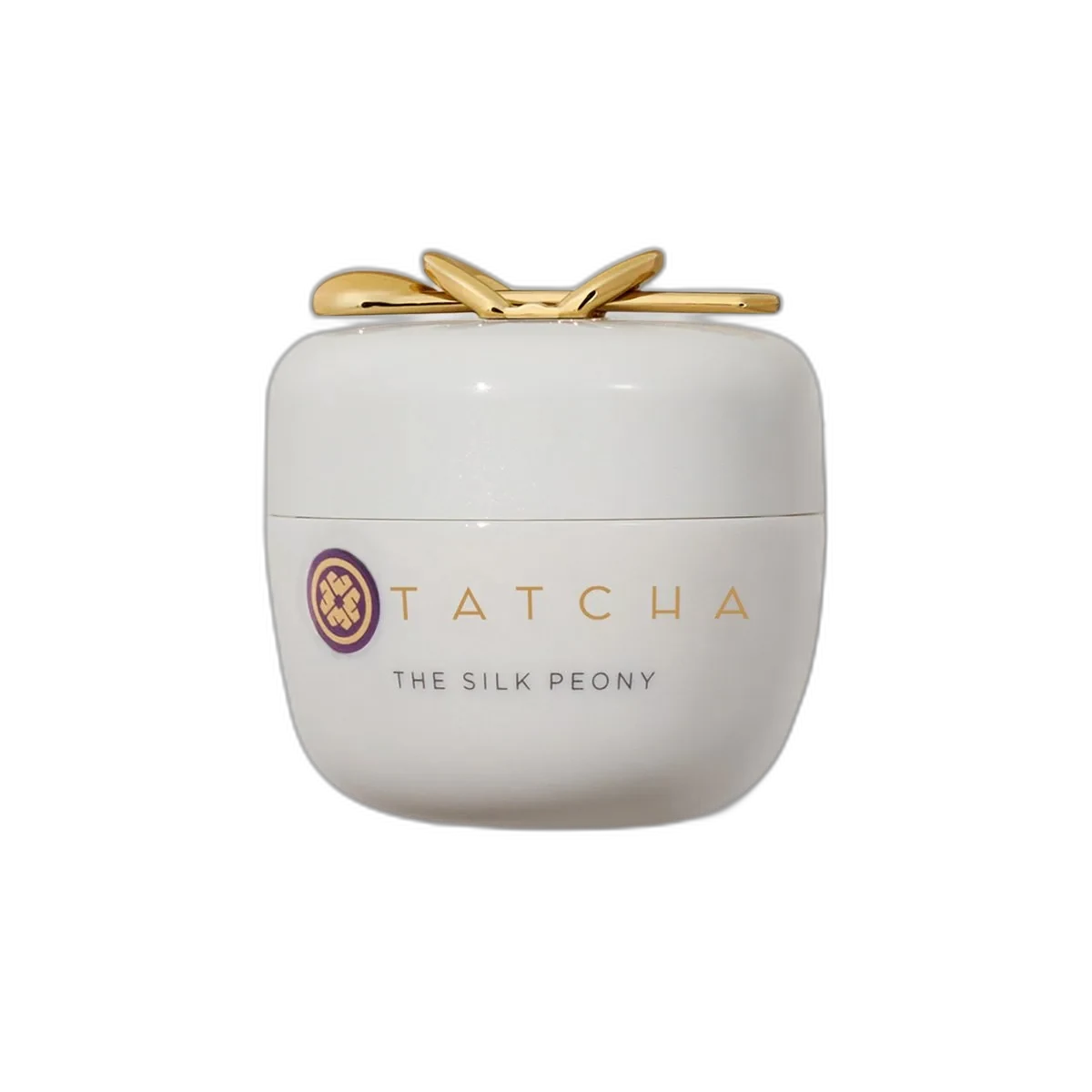 Tatcha The Silk Peony Melting Eye Cream in a frosted glass jar with gold lid