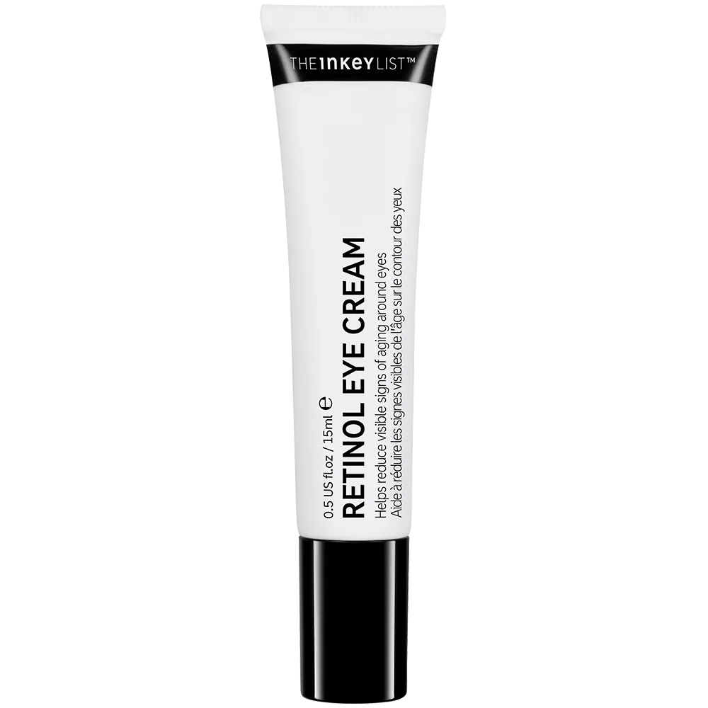 The INKEY List Retinol Eye Cream white squeeze tube with minimalist black text