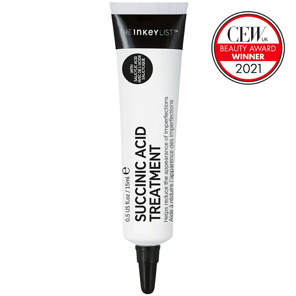 The INKEY List Succinic Acid Treatment in small white tube with green accent