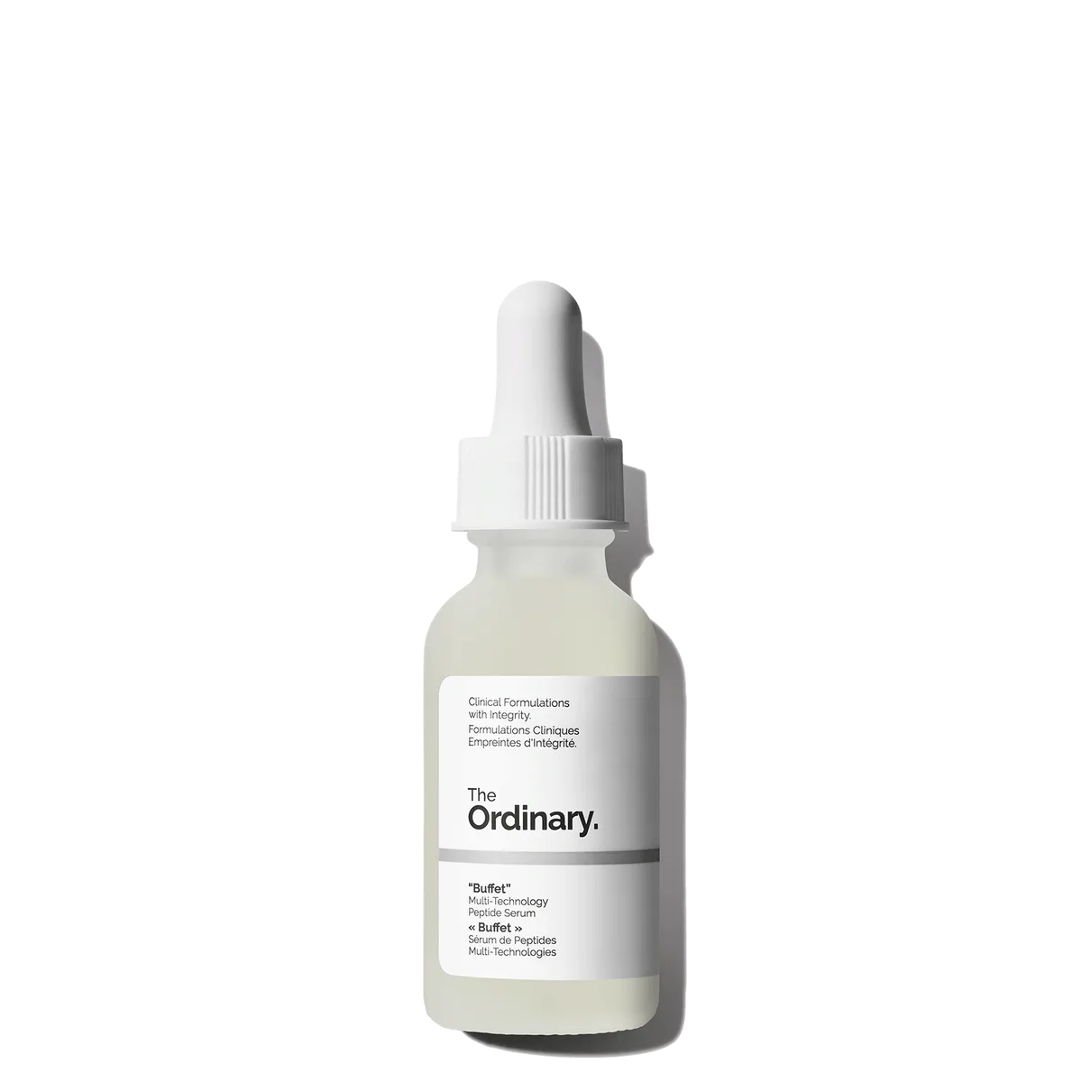 The Ordinary Buffet Multi-Peptide + HA Serum in frosted glass dropper bottle