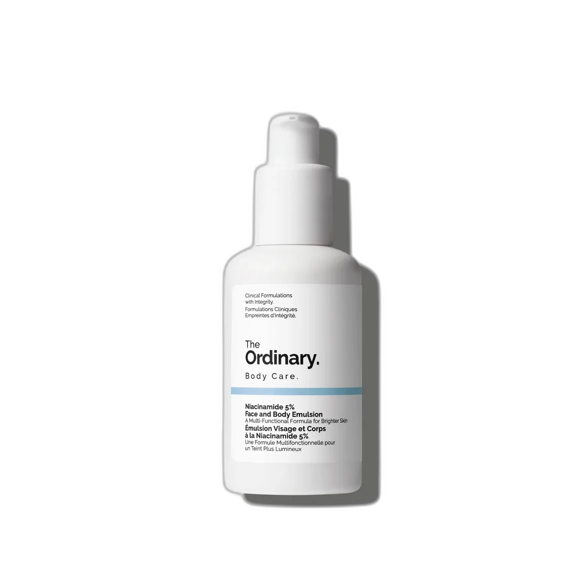 The Ordinary Niacinamide 5% Face and Body Emulsion 100 mL white pump bottle
