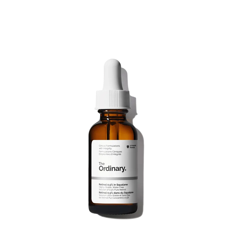 The Ordinary Retinol 0.5% in Squalane amber glass dropper bottle