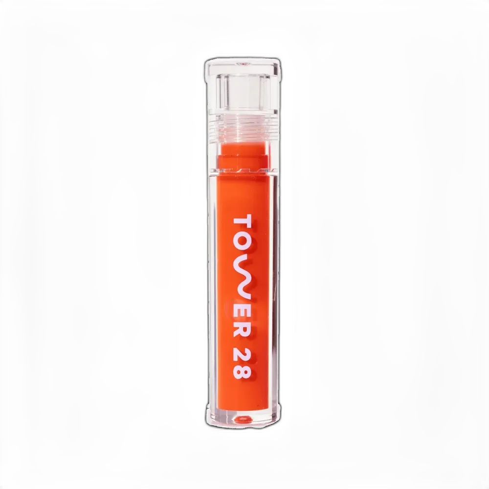 Tower 28 ShineOn Lip Jelly clear glass tube with doe-foot wand