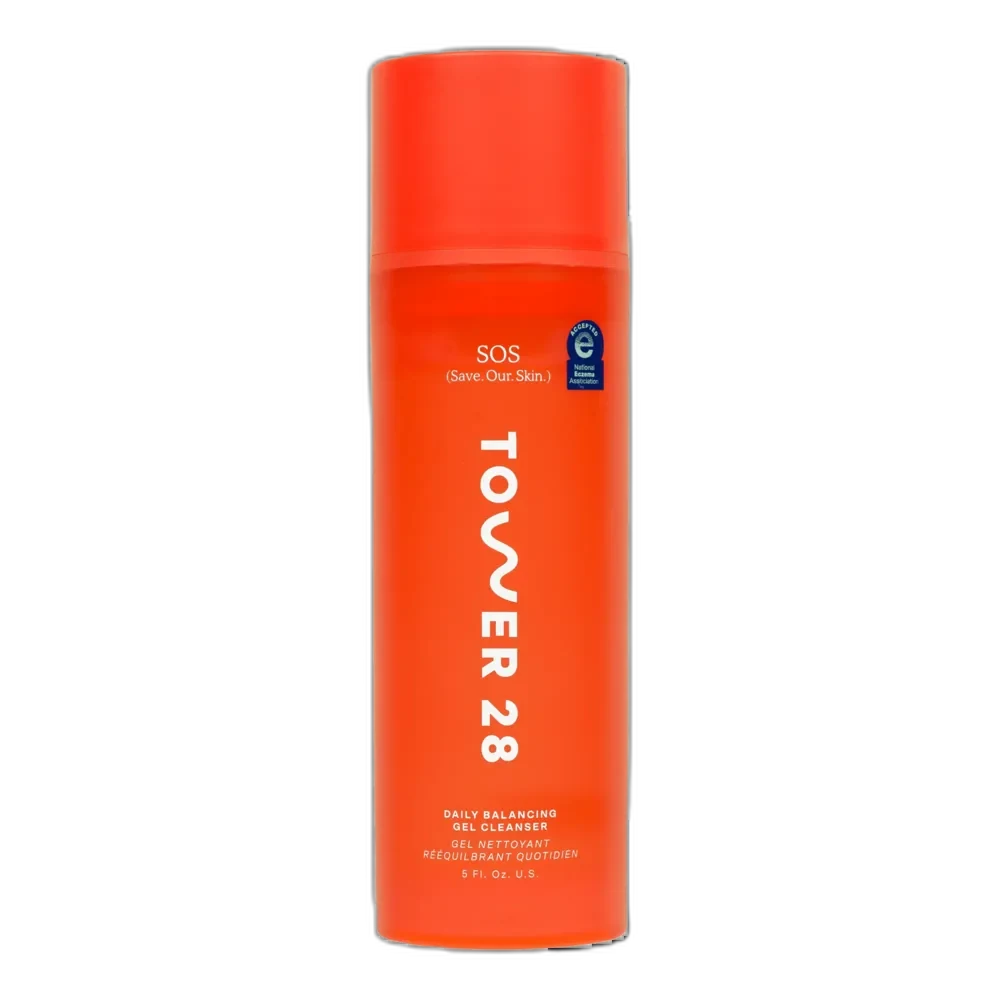 Tower 28 SOS Daily Balancing Gel Cleanser 150ml clear pump bottle