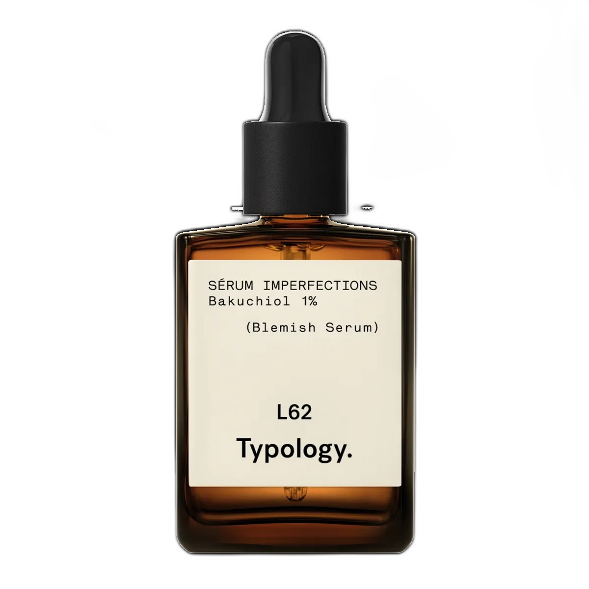 Typology Bakuchiol Retinol-Like Serum in a 30ml amber glass dropper bottle