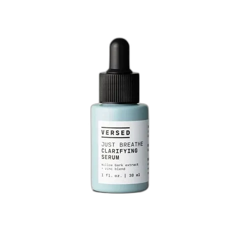 Versed Just Breathe Clarifying Serum 1 fl oz glass dropper bottle on a plain background