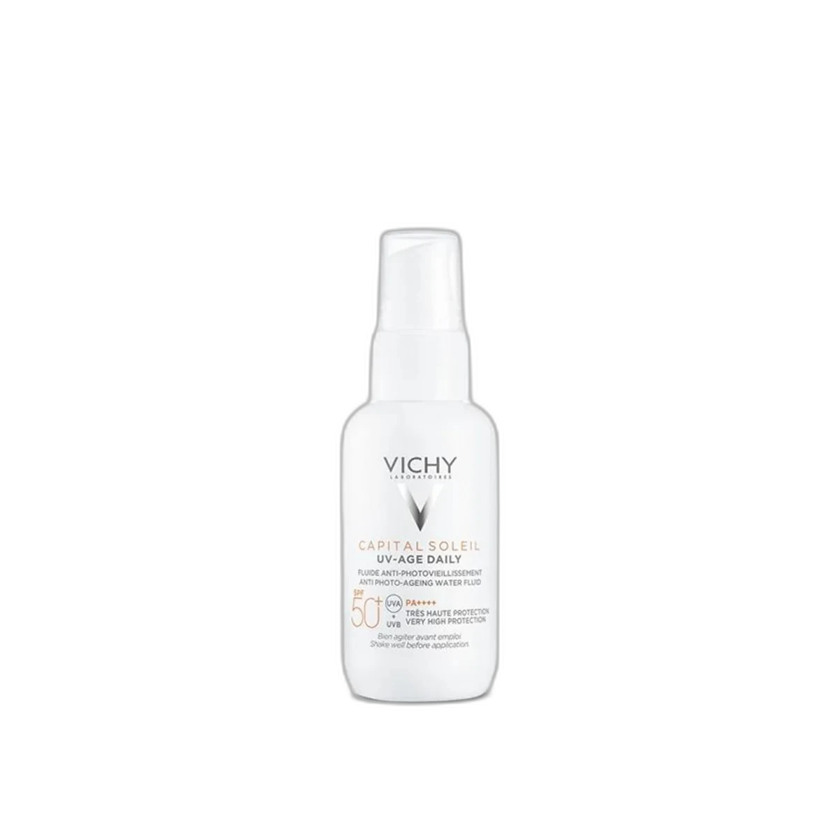 Vichy Capital Soleil UV Age Daily SPF 50 anti-aging sunscreen fluid bottle