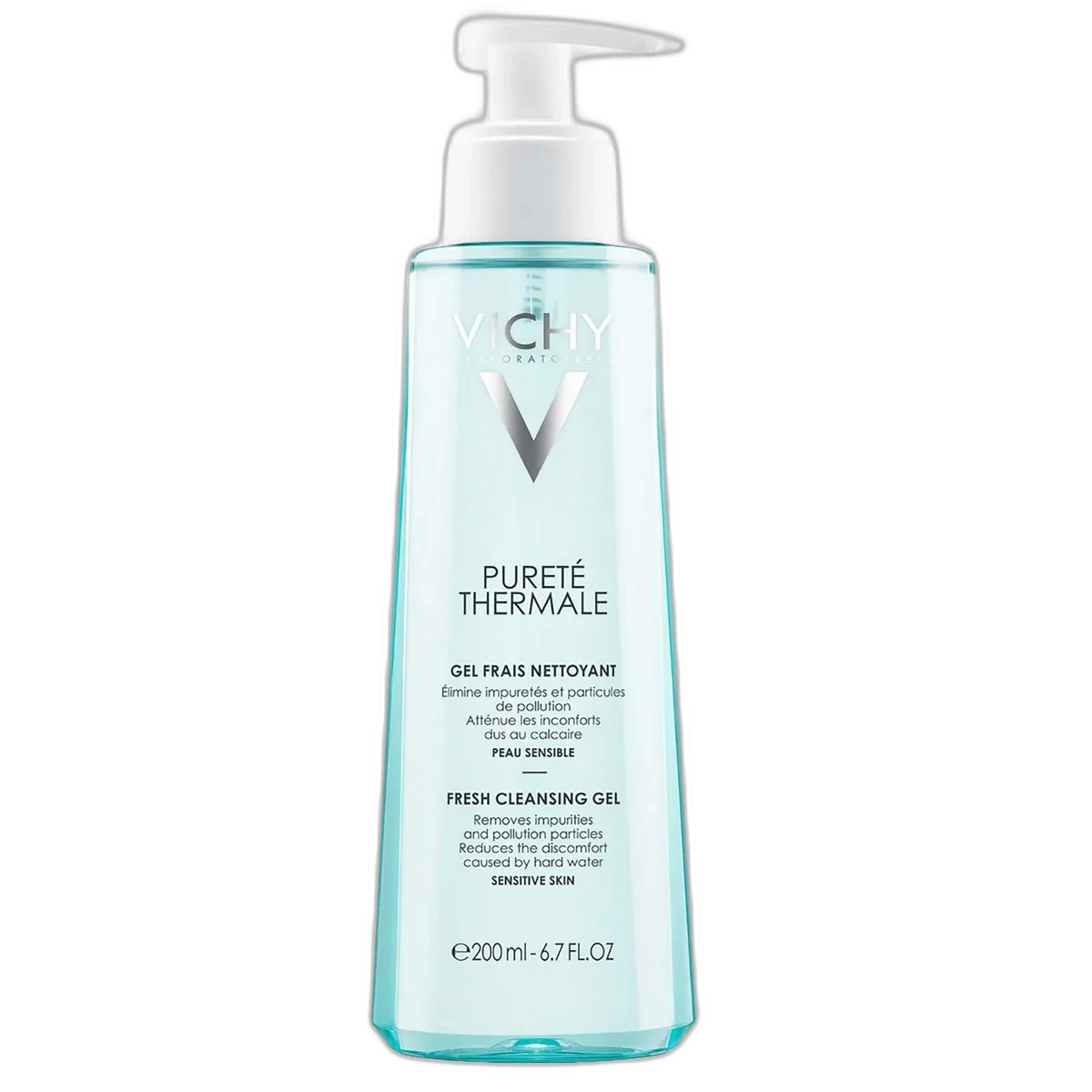 Vichy Pureté Thermale Fresh Cleansing Gel white tube with blue accents 200 mL