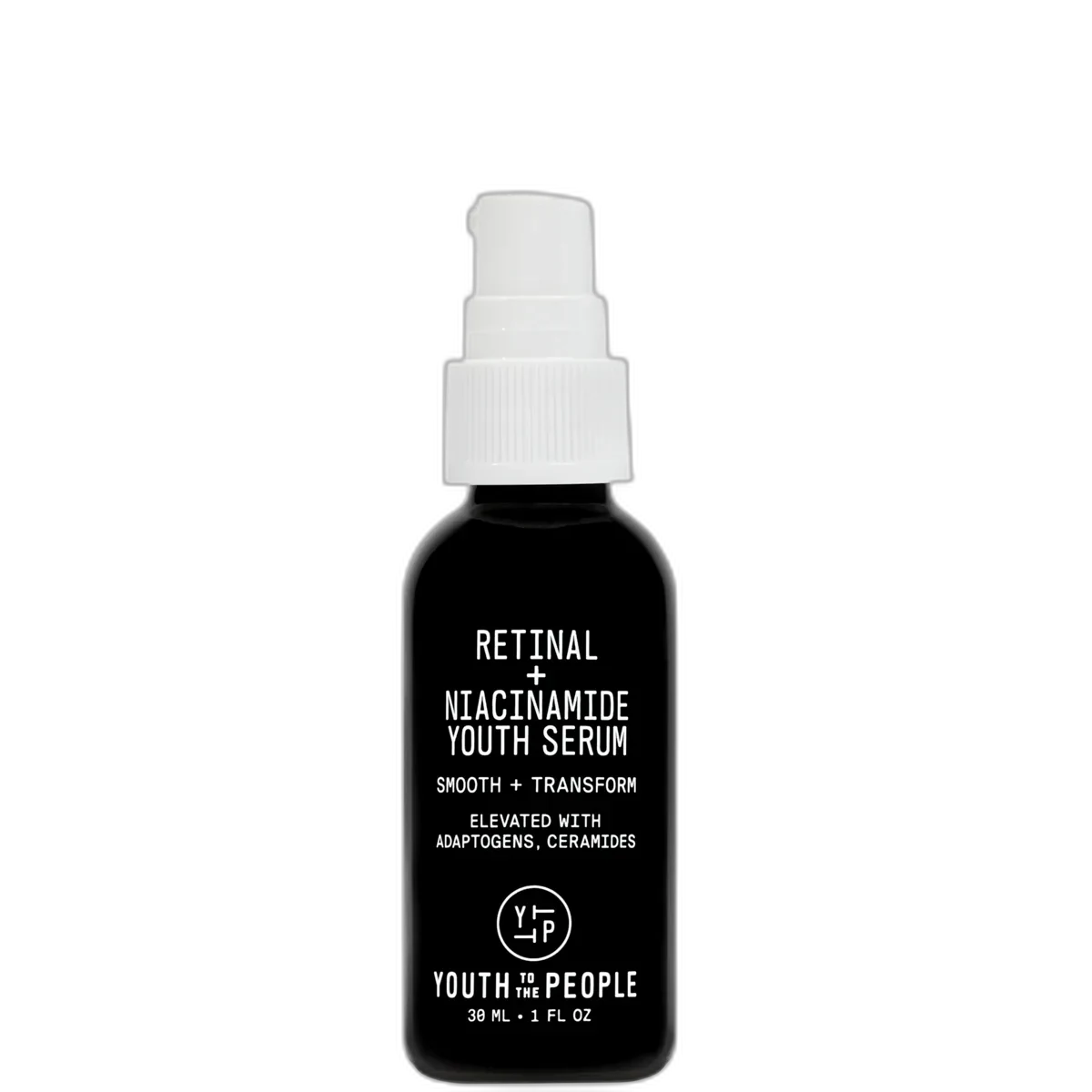 Youth to the People Retinal + Niacinamide Youth Serum dark glass pump bottle